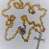 St. Joseph Fire-Polished Topaz Czech Glass/Carnelian Rosary