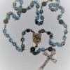 St. Joseph Fire-Polished Blue Czech Glass/Onyx Rosary