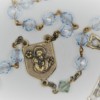 St. Joseph Ice-Blue Czech Glass/Gray Swarovski Rosary - Image 2