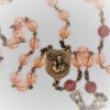 St. Joseph Pink Czech Glass/Pink-Gold Flower Glass Rosary - Image 2