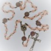 St. Joseph Pink Czech Glass/Lilac Flower Glass Rosary