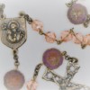 St. Joseph Pink Czech Glass/Lilac Flower Glass Rosary - Image 2