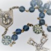 St. Joseph Blue-Gray Czech Glass/Blue-Steel Flower Glass Rosary - Image 2
