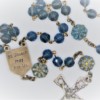 St. Joseph Blue-Gray Czech Glass/Blue-Steel Flower Glass Rosary - Image 3