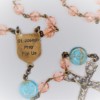 St. Joseph Pink Czech Glass/Aqua-Gold Swirl Glass Rosary - Image 3