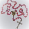 St. Joseph Pink Czech Glass/Pink-Gold Glass Rosary