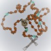 St. Joseph Topaz Czech Glass/Aqua Glass Rosary