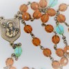 St. Joseph Topaz Czech Glass/Aqua Glass Rosary - Image 2