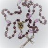 St. Joseph Purple Czech Glass/Purple-Gold Speckled Glass Rosary