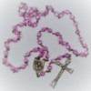 St. Joseph Pink Czech Glass/Purple Speckled Glass Rosary
