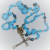 St. Joseph Aqua Glass/Blue Pearl Glass Rosary