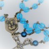 St. Joseph Aqua Glass/Blue Pearl Glass Rosary - Image 2