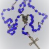 St. Joseph Blue Glass/Multi-Color Swirl Czech Glass Rosary