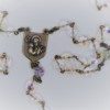 St. Joseph Fire-Polished Clear Czech Glass/Gray Swarovski Crystal Rosary - Image 2