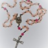 St. Joseph Pink Czech Glass/ Fuchsia Swarovski Crystal Rosary