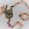 St. Joseph Pink Czech Glass/ Fuchsia Swarovski Crystal Rosary - Image 2
