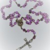 St. Joseph Speckled Purple Czech Glass/Lilac-Gold Flower Glass Rosary