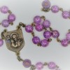 St. Joseph Speckled Purple Czech Glass/Lilac-Gold Flower Glass Rosary - Image 2