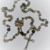 St. Joseph Labradorite, Gray Czech Glass/Black Onyx Rosary