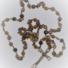 St. Joseph Petrified Wood and Brown Czech Glass Rosary