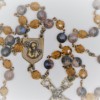 St. Joseph Petrified Wood and Brown Czech Glass Rosary - Image 2