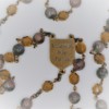 St. Joseph Petrified Wood and Brown Czech Glass Rosary - Image 3
