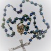 St. Joseph Blue-Green Czech Glass/Blue Pearl Glass Rosary