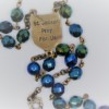 St. Joseph Blue-Green Czech Glass/Blue Pearl Glass Rosary - Image 3