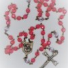 St. Joseph Pink-Opal Czech Glass/Clear Glass Rosary