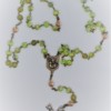 St. Joseph Fire-Polished Green Czech Glass/Speckled Pink Glass Rosary