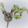 St. Joseph Fire-Polished Green Czech Glass/Speckled Pink Glass Rosary - Image 2