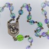 St. Joseph Lilac and Peridot Czech Glass Rosary - Image 2