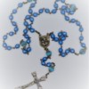 St. Joseph Metallic Aqua-Blue/Sky-Blue Czech Glass Rosary