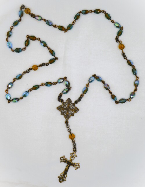 Blue/Topaz Czech Glass Jesus Prayer Beads