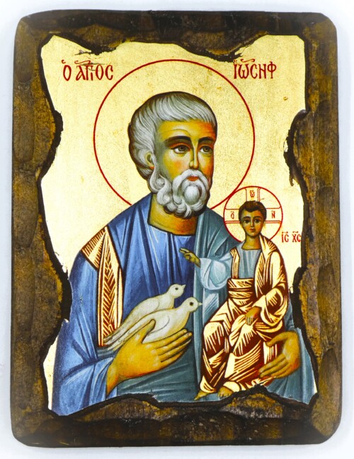 St. Joseph and Christ Child Greek Icon (Small)